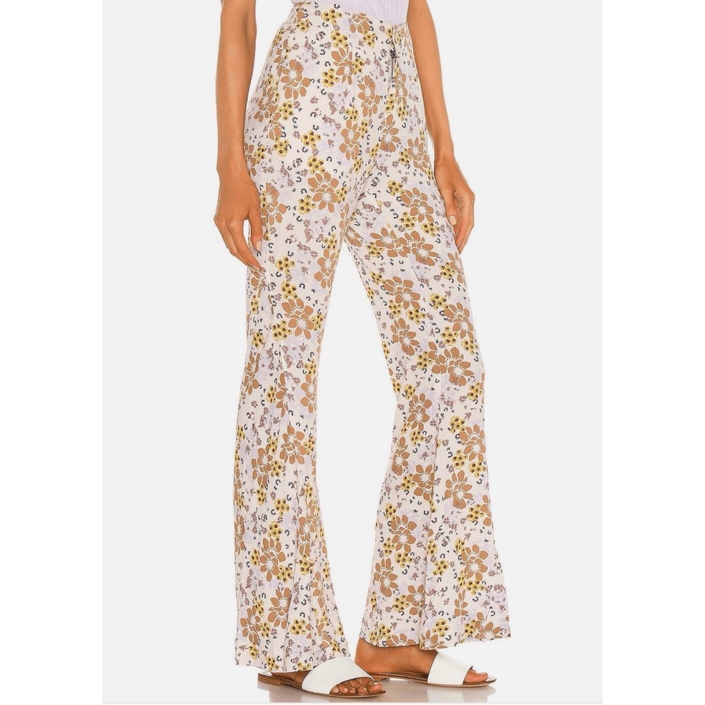 New Free People Pants Flare Bell Bottom Hippie Indie Festival Small Floral Retro